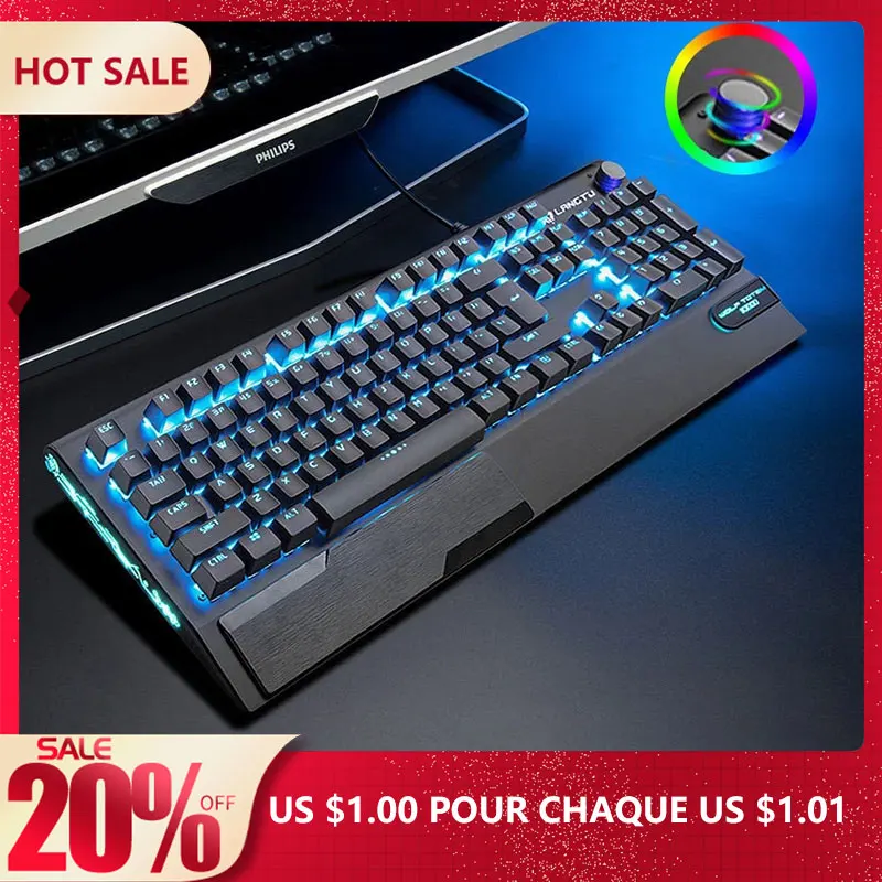 

XNCORN Gaming Keyboard 104 Keys Wired Keyboard USB Receiver Waterproof Mechanical Keyboard Support Backlight With Hand Rest