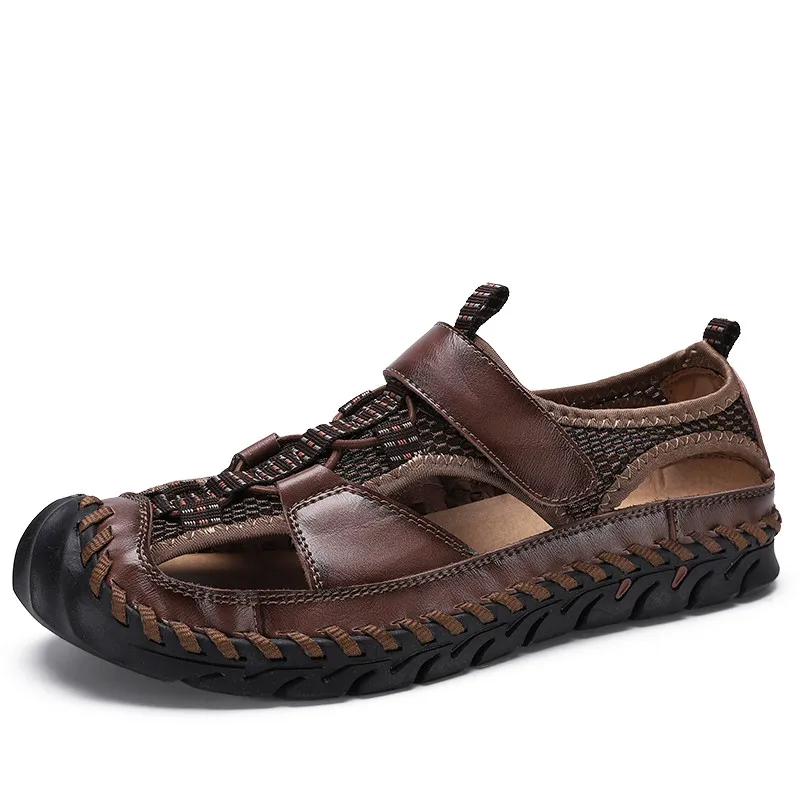

2021 Summer Men's Sandals Fashion Men Casual Shoes Design Beach Men Shoes Genuine Leather Sandals Man Sandals Big Size 38-48