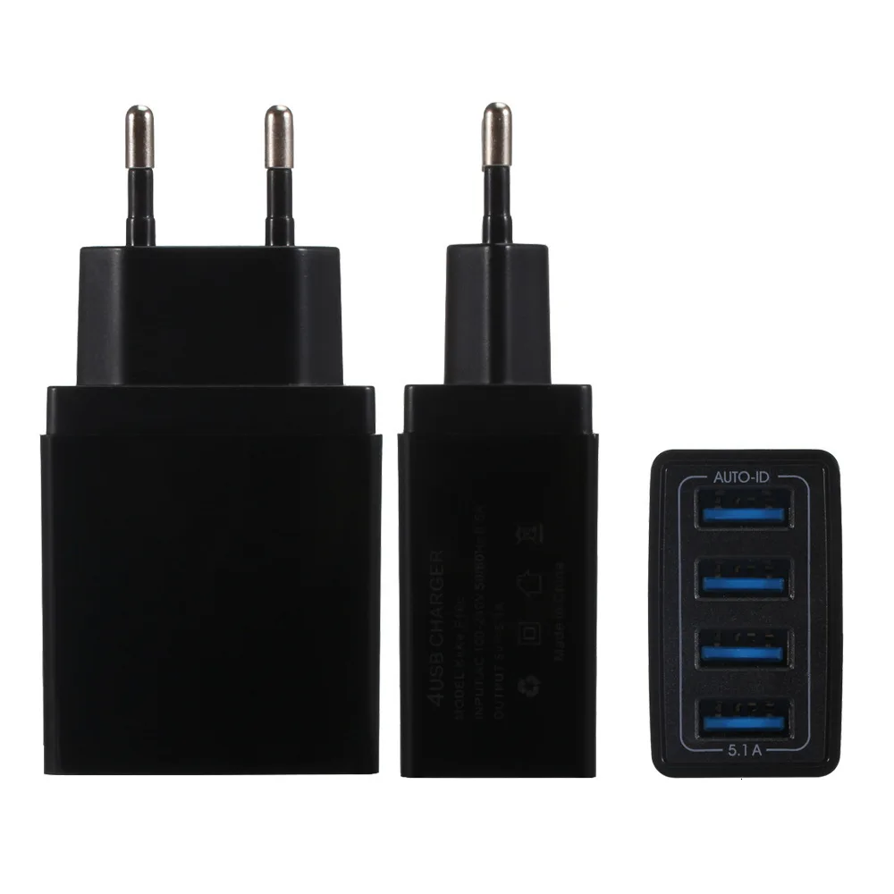 5.1A 4 порта USB зарядное устройство адаптер дорожное настенное зарядное устройство мобильный телефон быстрое зарядное устройство для iPhone X 8 6s Plus для samsung смартфон