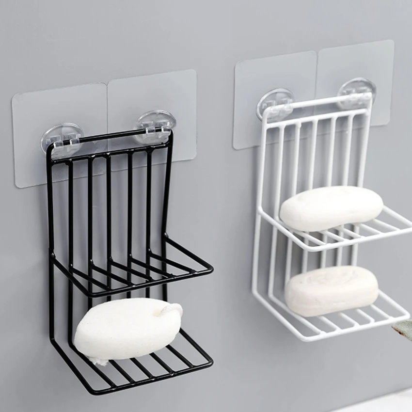 Самоклеящаяся подставка для мыла губки железный двухслойный стеллаж ванной душа
