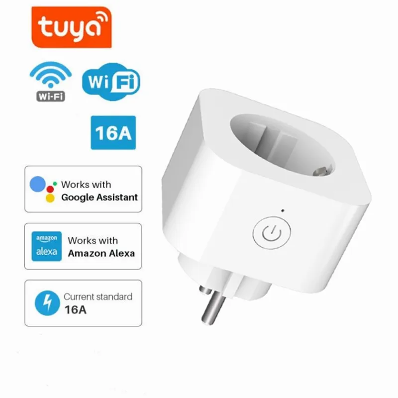 

WiFi Smart Plug EU 16A Socket Power Monitor Timing Function Via Tuya SmartLife APP Control Works With Alexa Google Assistant