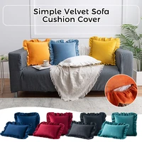 1 pcs luxury velvet ruffled pillowcase soft cushion cover luxury nordic solid color home sofa girl room decoration