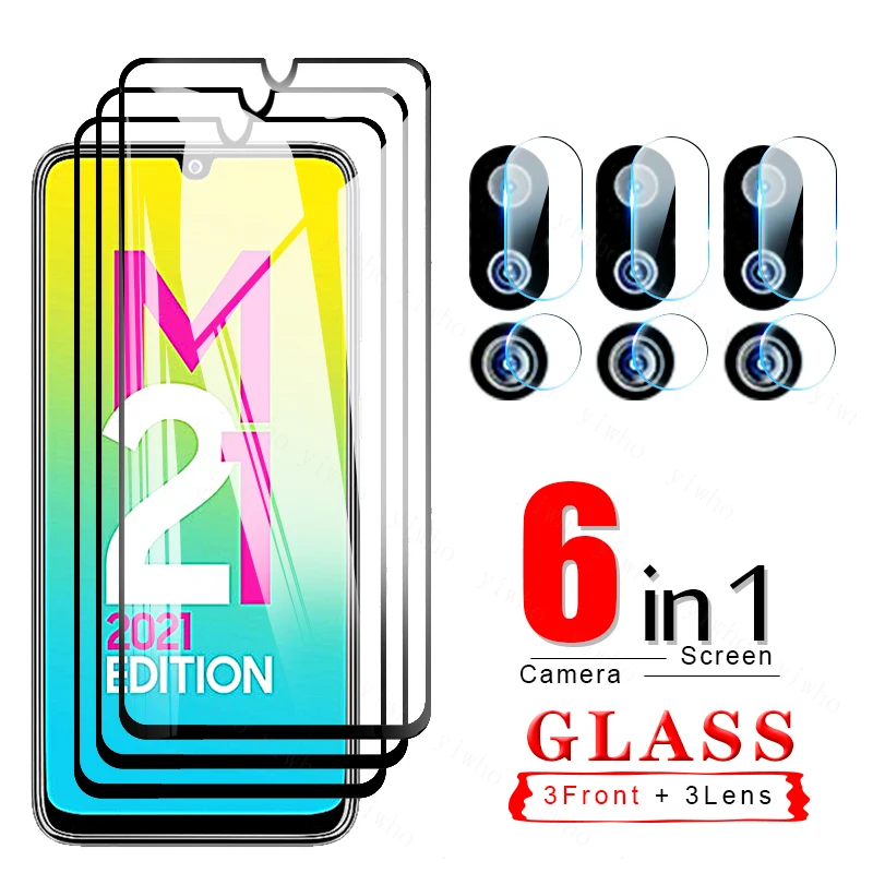 

Защитное стекло 6 в 1 для Samsung Galaxy M21 2021, Защита экрана для Samsung M 21 2021, объектив камеры, закаленное стекло, мягкая пленка