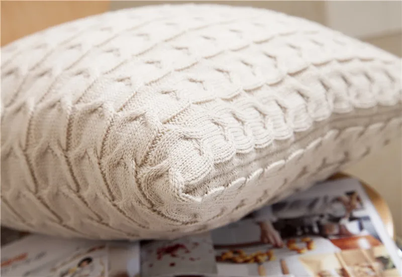 Однотонные вязаные наволочки для подушек домашний декор акриловый