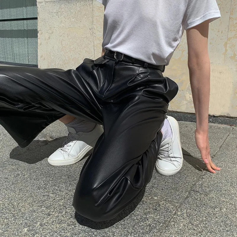 Leather Baggy Pants Street Style