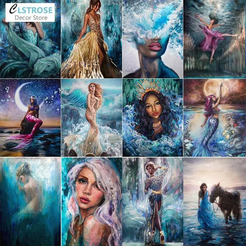 

5D DIY Diamond Embroidery Seaside Scenery Beauty Mermaid Queen Diamond Painting Rhinestone Mosaic Cross Stitch Handmade Products