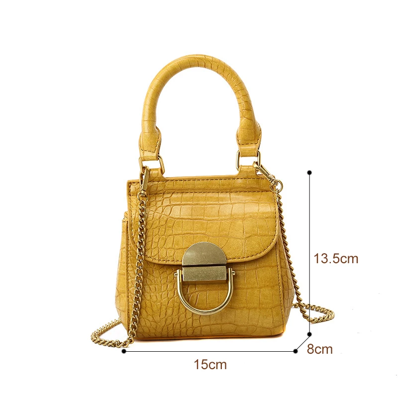 

Retro Crocodile Pattern Handbag Small PU Leather Women Crossbody Bag Tote Small Messenger Bag Chains Shoulder Bags Female