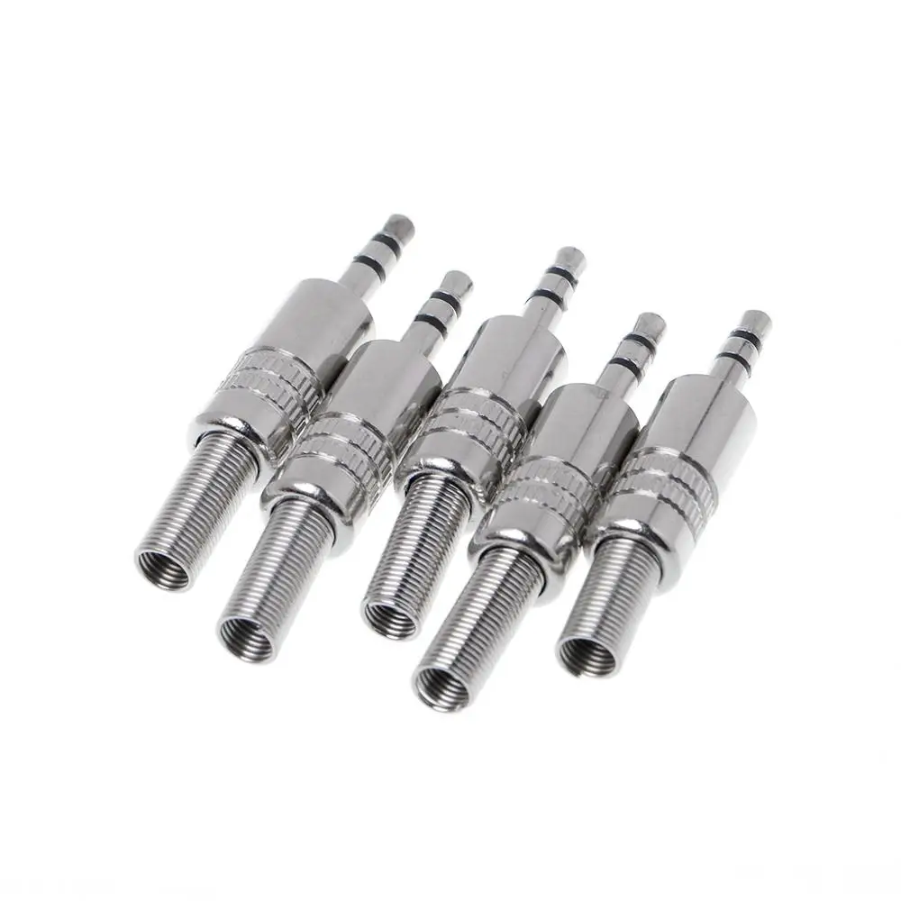 

5 Pcs Metal 3.5mm 2 Ring 3P Stereo Jack Plug Cable Solder Adapter Terminal w/Spring