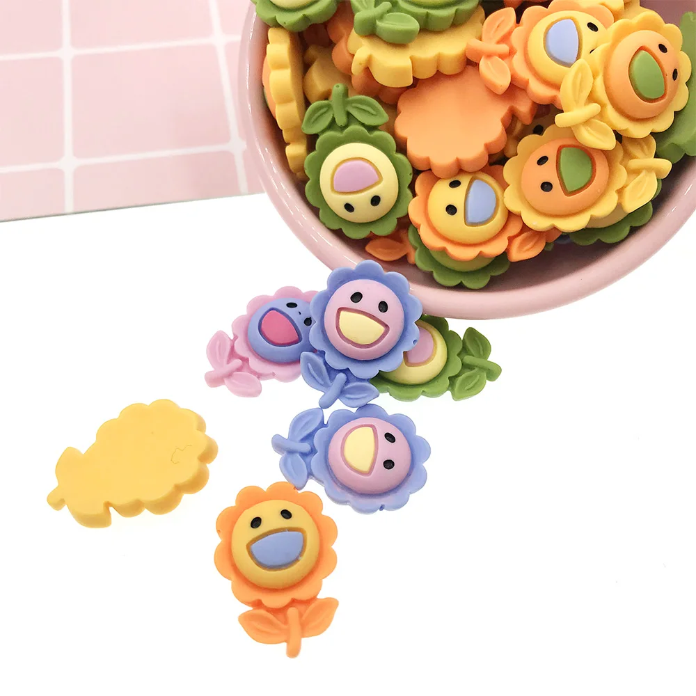 

20Pcs Cartoon Sun Flower Flat back Resin Cabochon Scrapbooking Craft DIY Embellishments Decoration Hair Bows Accessories 16*25mm