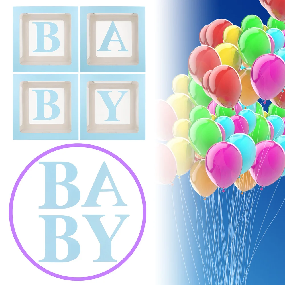 

1 set of Transparent Balloon Box Party Decorative Balloons Case with Decals