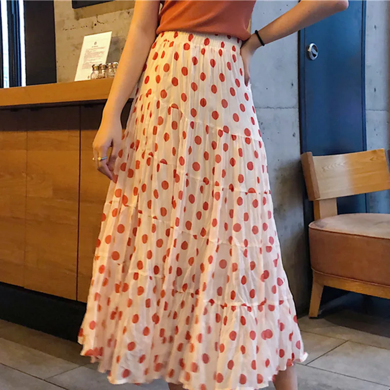 

Женская юбка в горошек HziriP, элегантная тонкая трапециевидная юбка в Корейском стиле, с завышенной талией, в стиле пэчворк, лето 2021