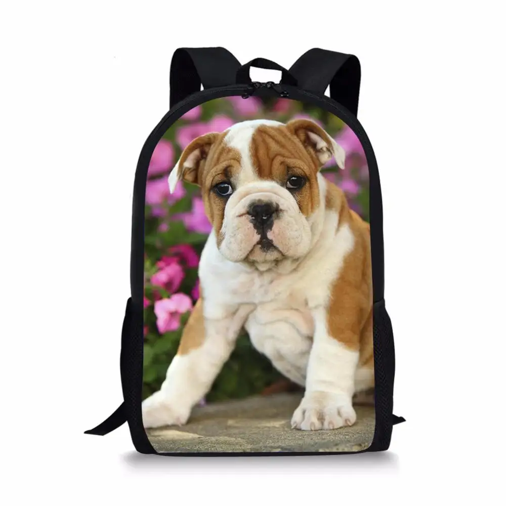 Kids School Bags Kawaii Animal Teenager Travel Backpack Little Bulldogs Prints Pattern Toddler School Backpack for Boys