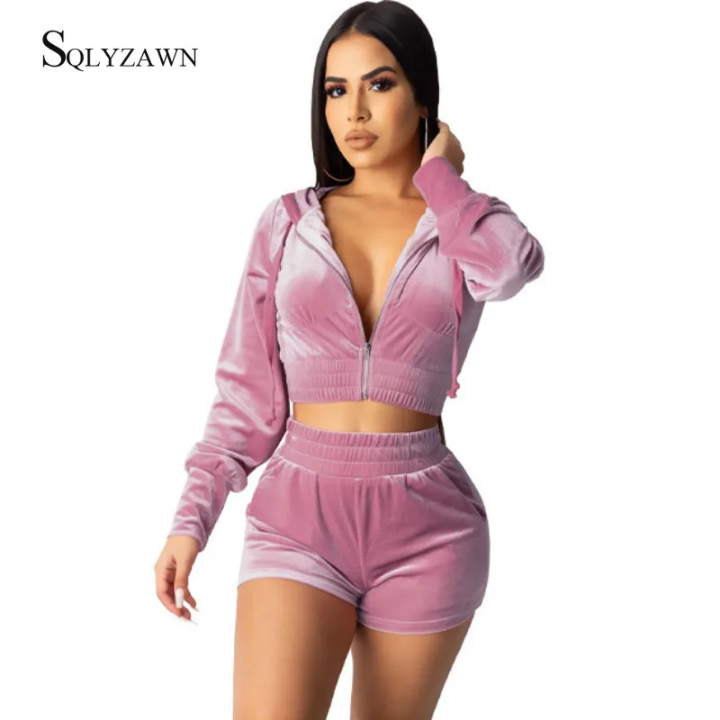 Бархатная толстовка укороченная куртка комплект из двух предметов велосипедные