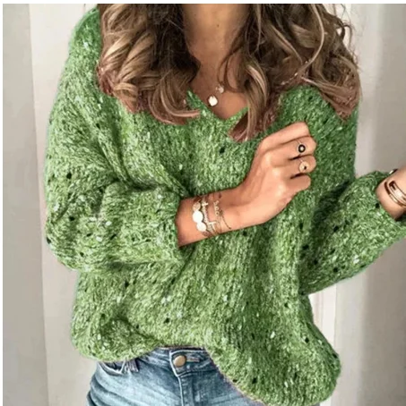 Свободный Повседневный трикотажный свитер для женщин на осень 2019 женские