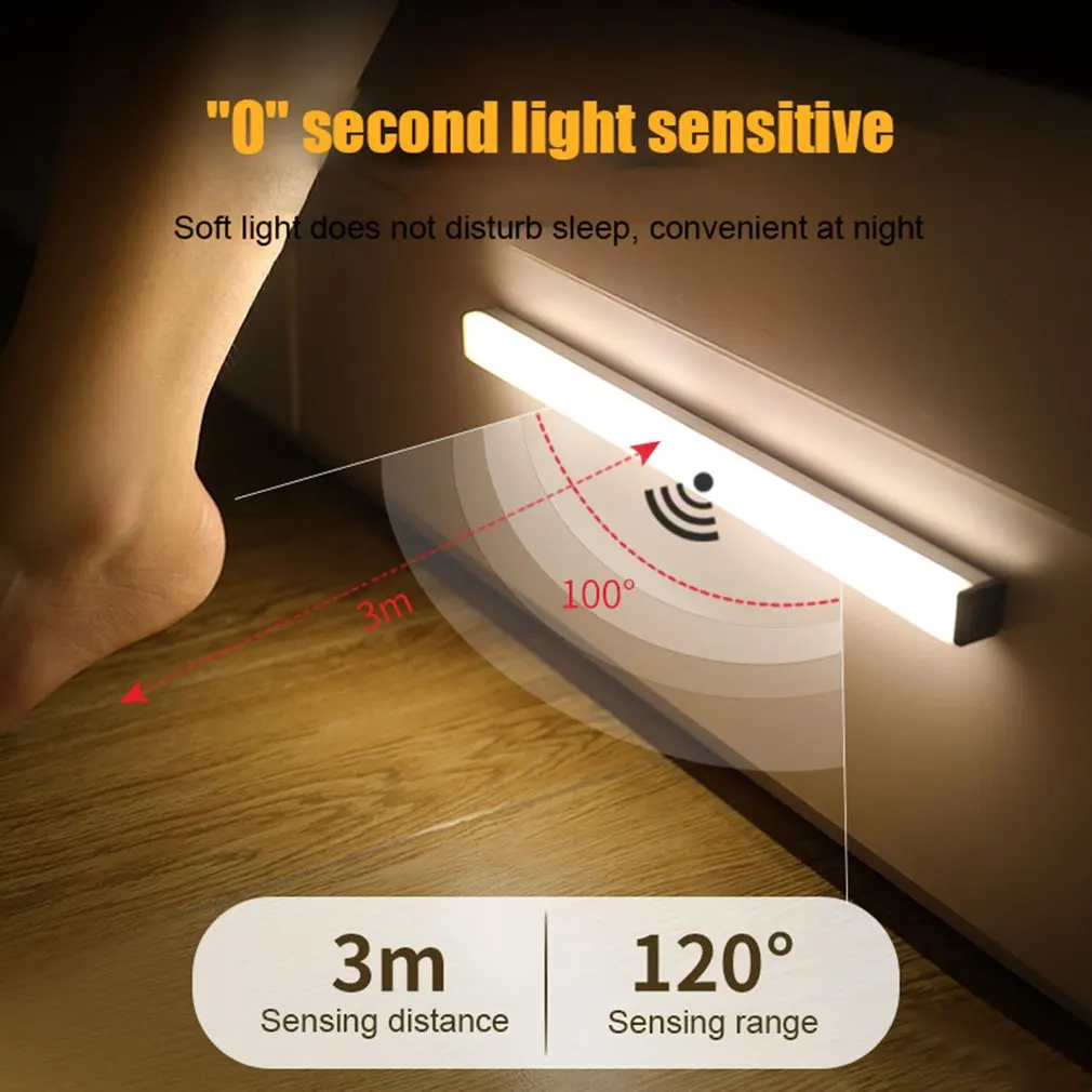 

Motion Sensor Lamp Portable 10 LED Strip Light For Cupboard Indoor Home Lights USB Rechargeable Lights