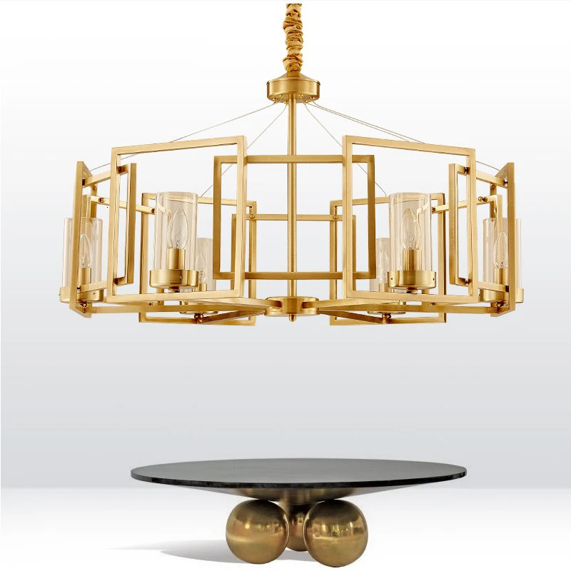 Новая латунная люстра с подсветкой винтажная медная лампа для гостиной Золотая