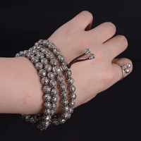 S925 Sterling Silver 8mm Retro Craft 108 Beads Necklaces Men Women National Style Six Character Mantra Bracelet Jewelry Gift