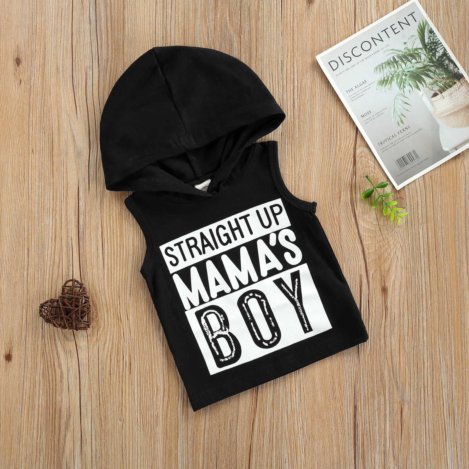 Newborn Baby Boys Fashion Sleeveless Letter Print Hoodie Stylish Tops For Kids Boys Baby Clothes Children's Clothes Short Sleeve