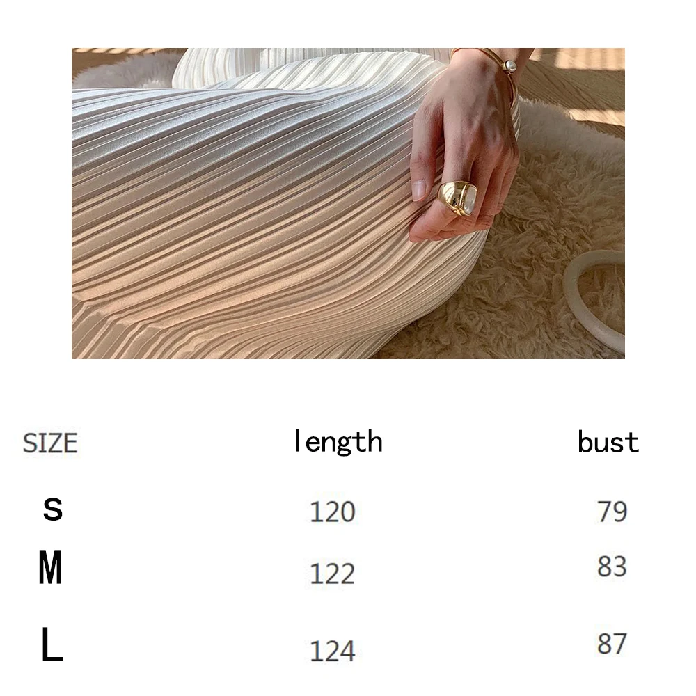striped long sexy suspender Pleated High-quality satin dress 2020 summer new fashion French design sens Female New | Женская одежда