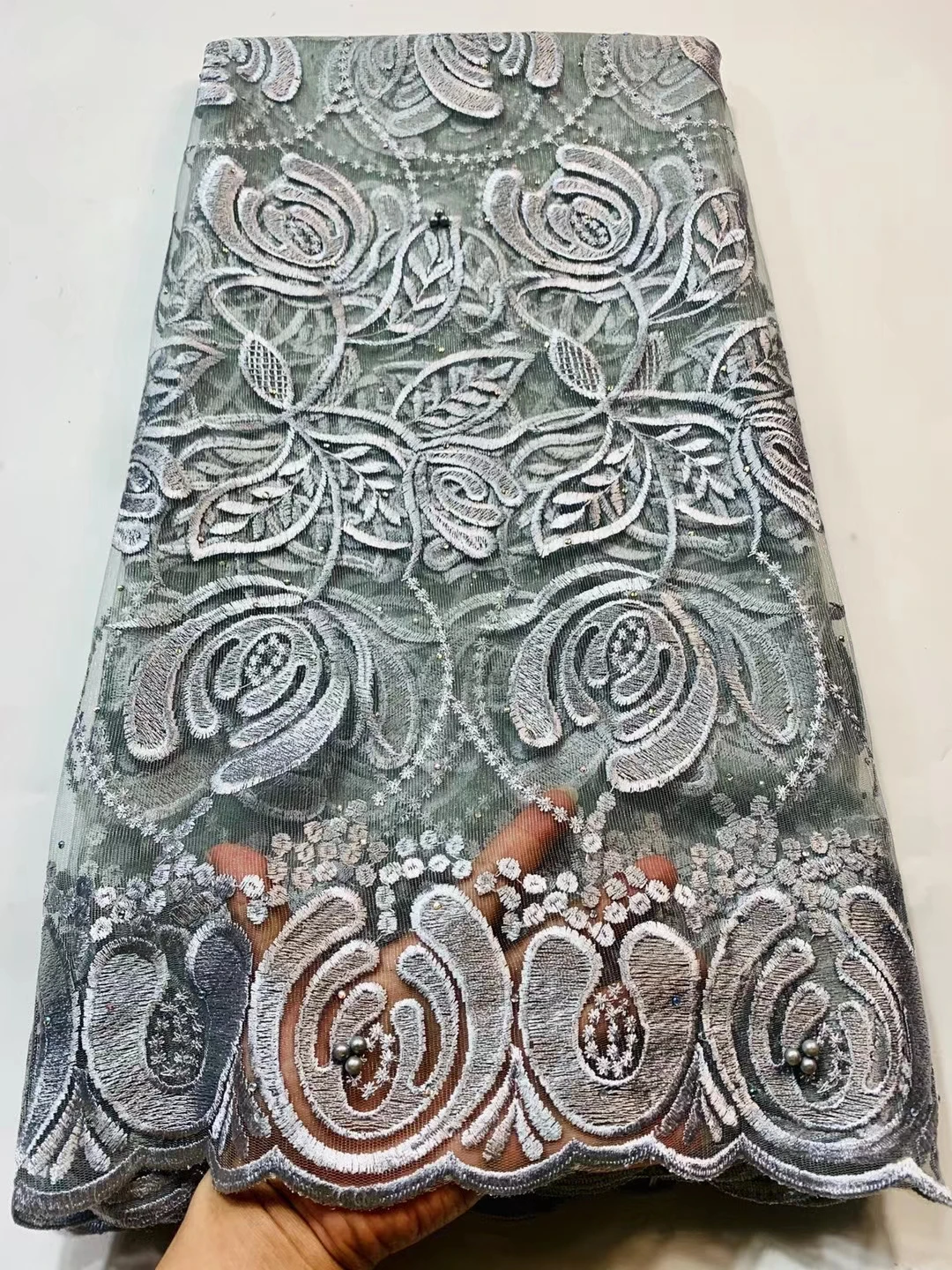 

African cord lace fabric 2020 high quality lace nigerian lace fabric for women dress african lace fabric with stones beads