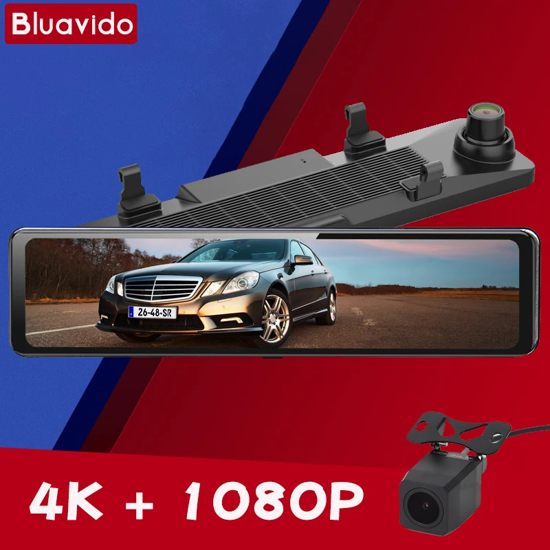 Bluavido 4K Разрешение 12-дюймовый автомобильный Зеркало заднего вида приборная