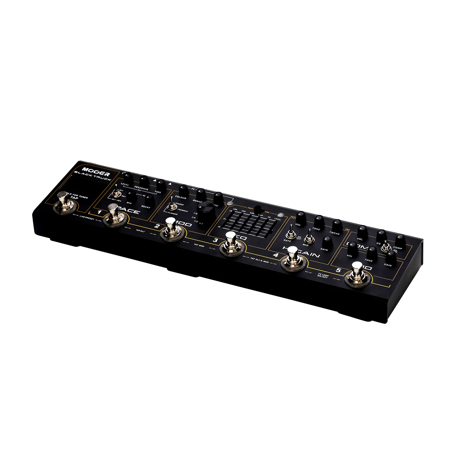 

MOOER BLACK TRUCK 6-in-1 Combined Guitar Effects Pedal Compressor + Overdrive + Distortion + EQ + Modulation + Delay/Reverb