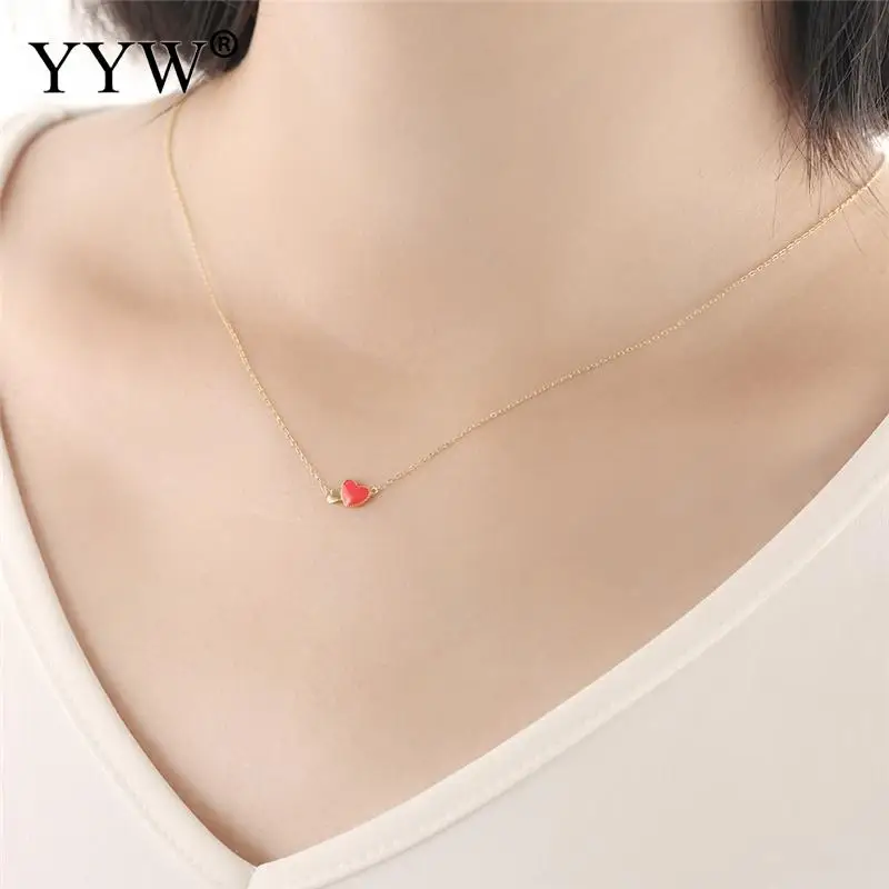 Ожерелье из стерлингового серебра 925 пробы в форме сердца розовое золото цвет