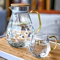 1 5l diamond texture glass teapot set hot cold water water jug transparent coffee pot home water carafe heat resistant teapot se