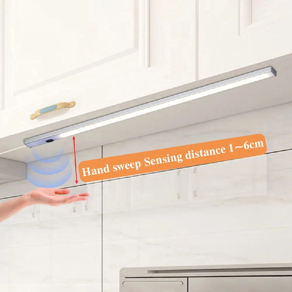 led kitchen lights 304050cm hand sweep switch under cabinet bedroom wardrobe closet night light bedroom home lighting free global shipping