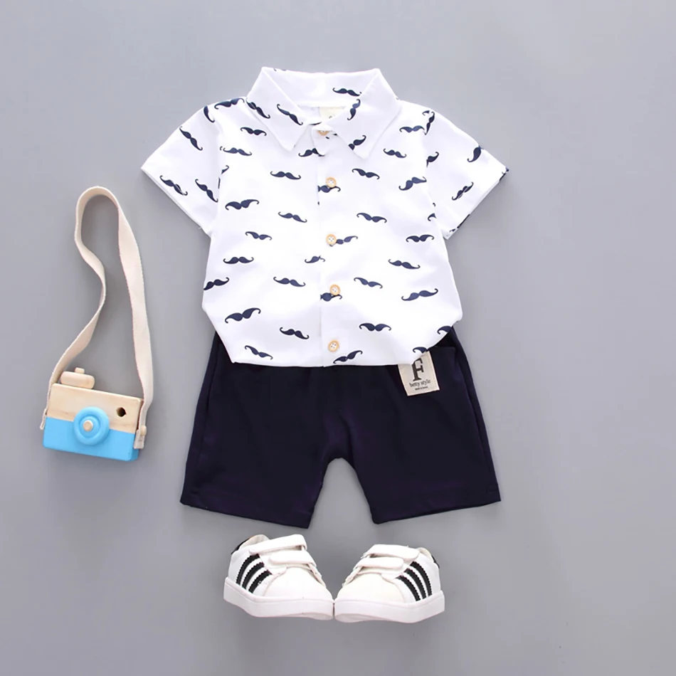 Baby Boys Casual Suit Cartoon Print Short Sleeve Toddler Top+Pants 2pcs Newborn Kids Children New Summer Clothes Outfits |