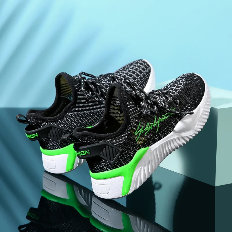 

New Trend Toddler Boy Soft Bottom Shoe Wearable Soft Sole Knitted Breathable Shoes Anti Slip Breathable Girls Sport Running Shoe