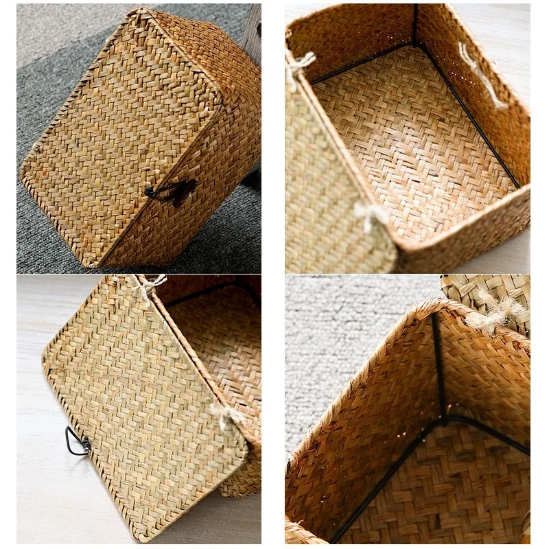 Винтажная соломенная коробка корзина ручной работы домашнее украшение чайный