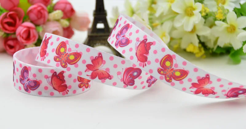 

22mm 25mm 38mm 75mm Ruban satin Butterfly Cartoon Character printed Grosgrain Ribbon party decoration X-01577 10 Yards