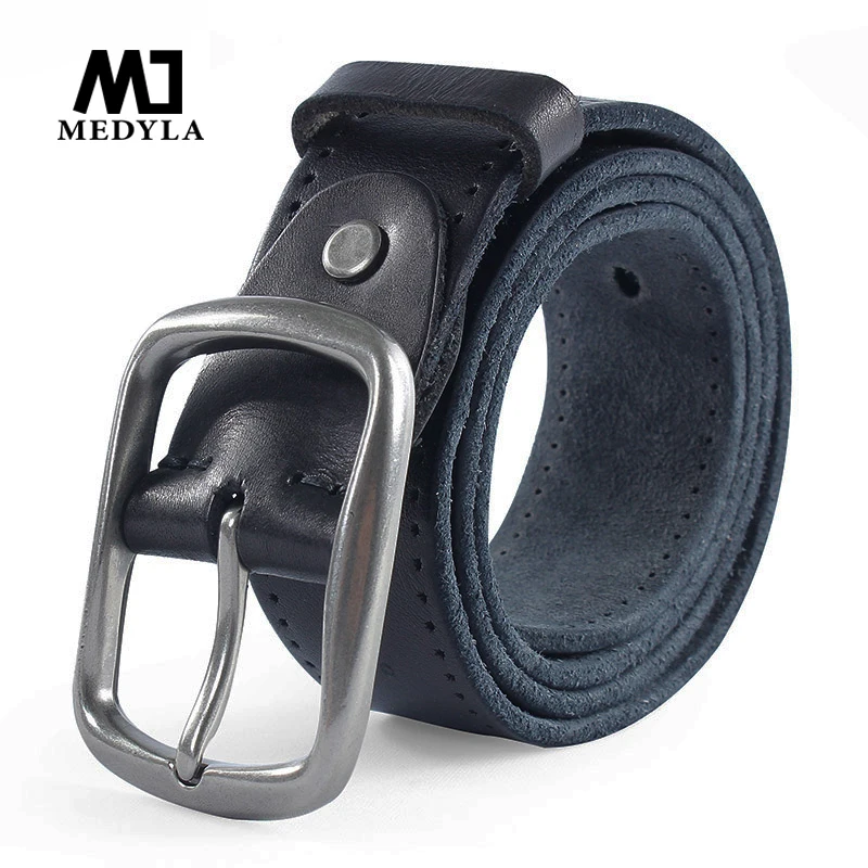 MEDYLA New Brand Leather Belts For Men Casual pants jeans Leather Soft High Quality Genuine Leather Man's Belt MD507 Dropship