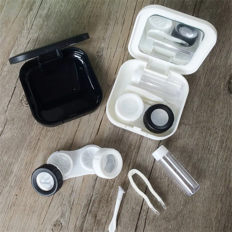 Imixlot New Fashion White Black Cartoon Sun Heart Eye Bulb Cloud Pattern Contact Lens Case Travel Portable Pocket Kit | Аксессуары для