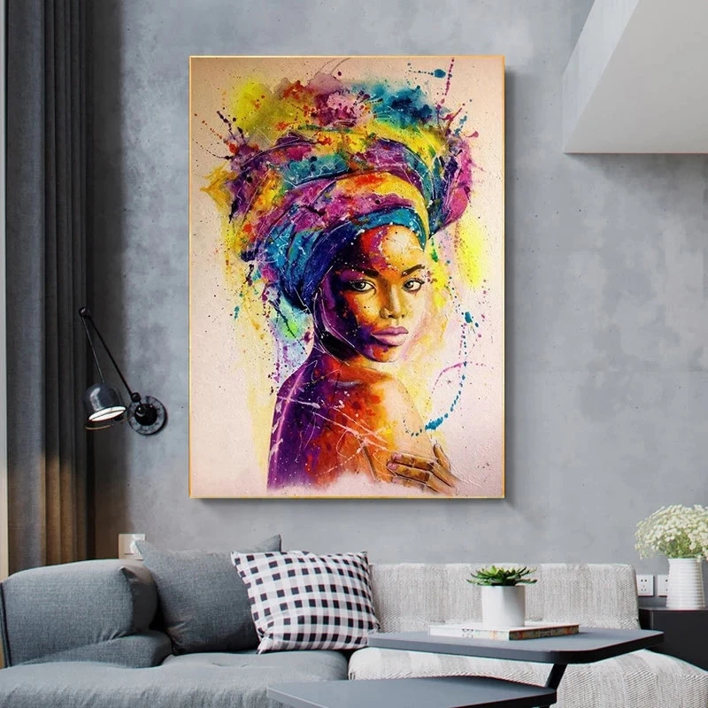 

African Black Woman Graffiti Art Posters And Prints Abstract African Girl Canvas Paintings On The Wall Art Pictures Wall Decor