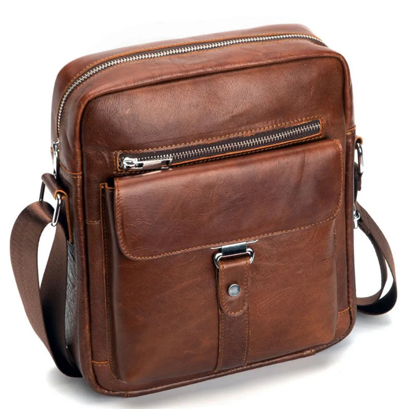 Fashion retro luxury first layer cowhide men's business shoulder bag outdoor daily weekend work youth real leather diagonal bag