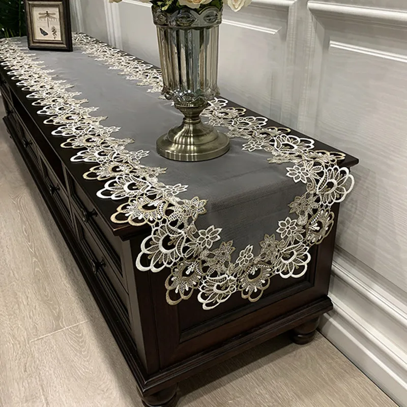 

Элегантная кружевная скатерть для стола, скатерть для домашнего стола для кофе, чая, ТВ-кабинета, Пыленепроницаемая скатерть из полиэстера, ...