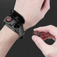 ploota m1 smart watch with earphone wireless bluetooth handsfree earbuds headset fitness tracker wristband couple bracelet