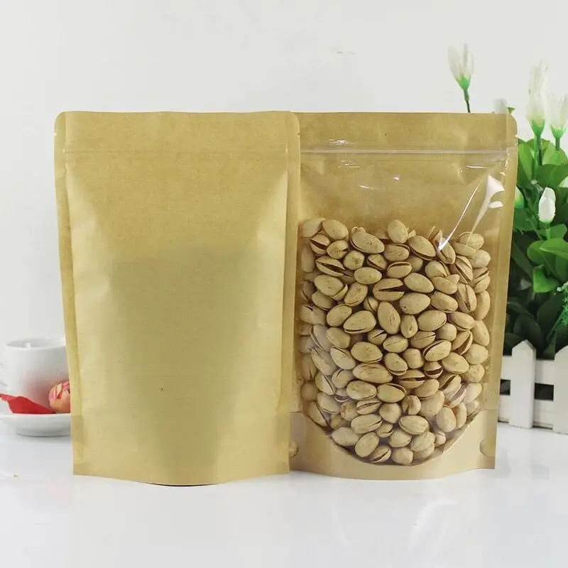 50 шт./лот односторонний прозрачный пакет из крафт-бумаги с застежкой-молнией для