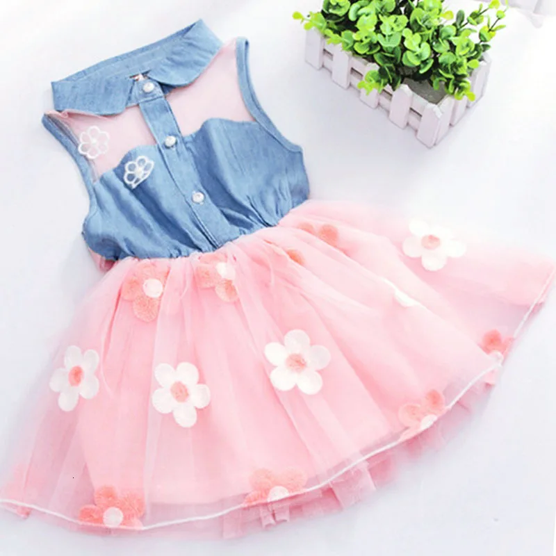 2018 Hot Selling Summer Girls Lace Sleeveless Princess Dress Upper Body Cowboy Fashion Beach Lovely Child Dresses|Платья| |