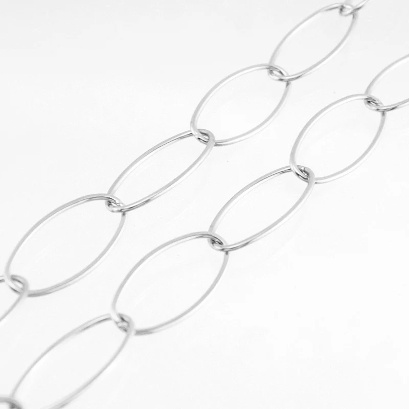 silver- Мужская овальная длинная о Серебряная цепочка из звеньев золотого цвета ожерелье квадратная линия цепь в метр без зажимов Мужская цепочка из нержавеющей стали - Окраска металла: silver-