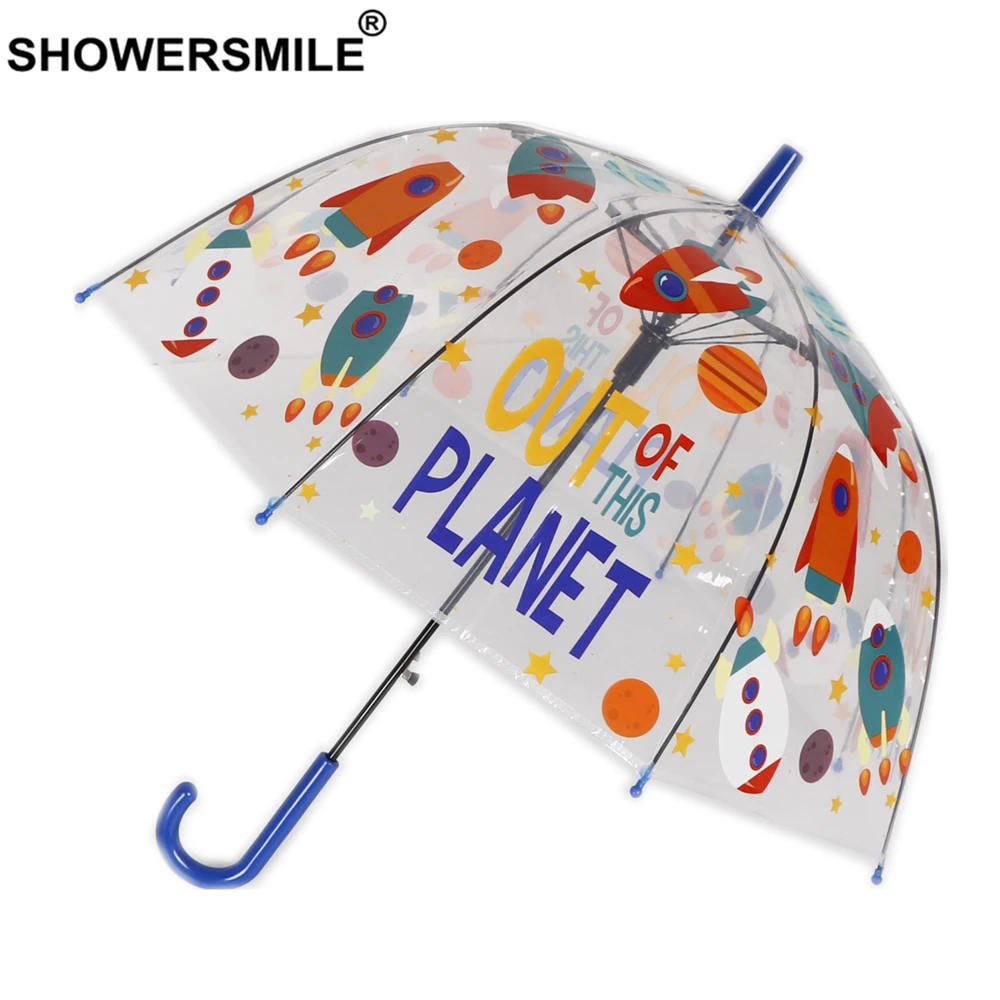 SHOWERSMILE Единорог детская длинная ручка прозрачный зонтик дети мультфильм обезьяна журавль мальчики девочки милый Guarda Chuva