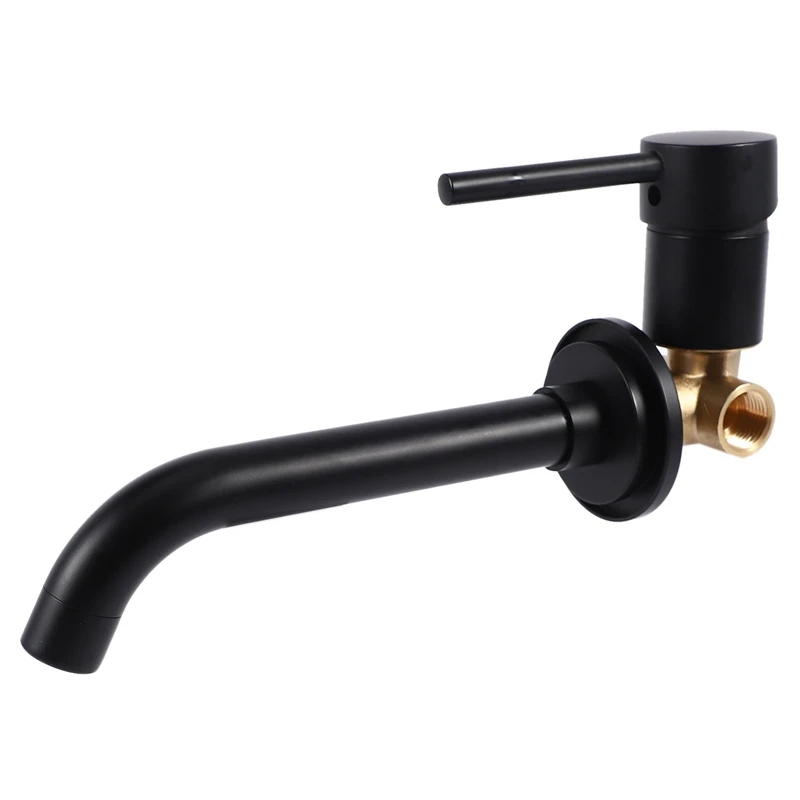 

Modern Brass Wall Basin Mixer Tap Bathroom Kitchen Sink Faucet Swivel Spout Bath With Single Lever in Matt Black Set