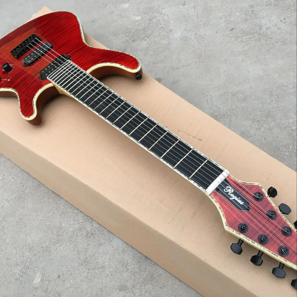 Высокое качество, красный цвет Тигр Пламя Электрический gitaar, черное дерево гриф, Настройка гитары