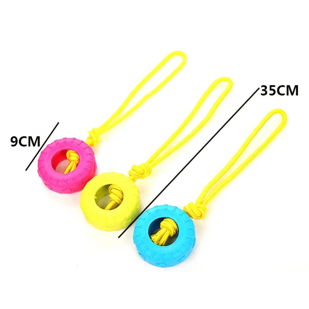 

Fun Cute Pet Dog Cat Puppy Cotton Yellow Rope Tyre Ball Molar Bite-resistant Entertainment Educational Interactive Chewing Toy