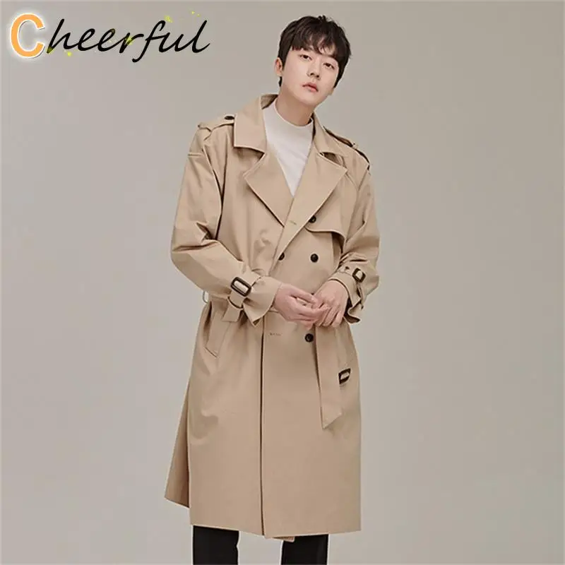

Men's Classic Windbreaker New Medium Length Korean Loose Leisure Double Row British Fashion Handsome Coat Men's Coat