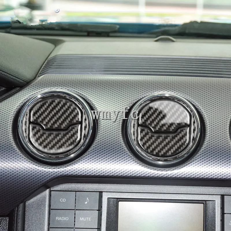 

Central Air Conditioner Outlet for Ford Mustang AC frame sticker 2015 2016 2017 2018 2019 Carbon Fiber Auto Accessories 9pcs