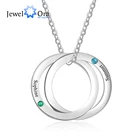 Персонализированная подвеска с двойными кругами и камнем на день рождения, персонализированное имя, гравировка из нержавеющей стали, ожерелье, подарок для пары (JewelOra NE103258)