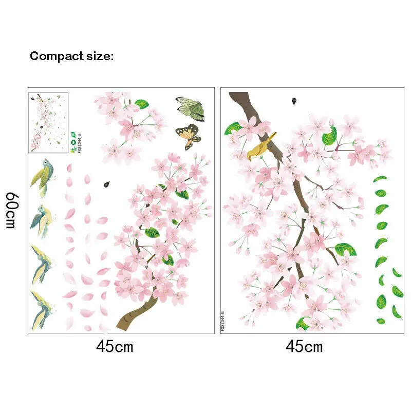 Delicate Cherry Blossom Wall Sticker Elegant Decals Mural Decor White Tree Branch Art Stickers D | Дом и сад